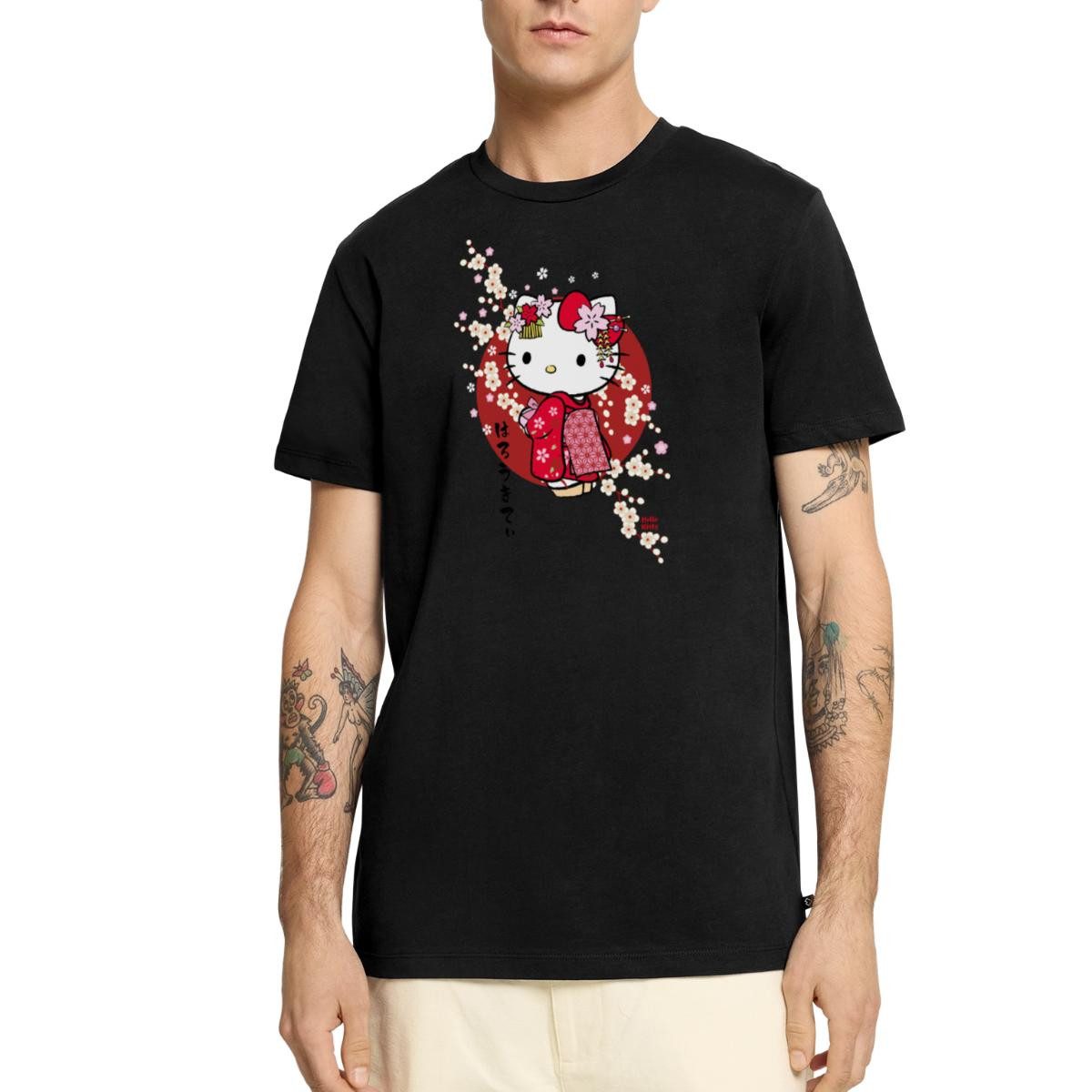 Spreadshirt T-Shirt Hello Kitty Japan Kimono Kirschblüten Männer Premium T-Shirt (1-tlg)