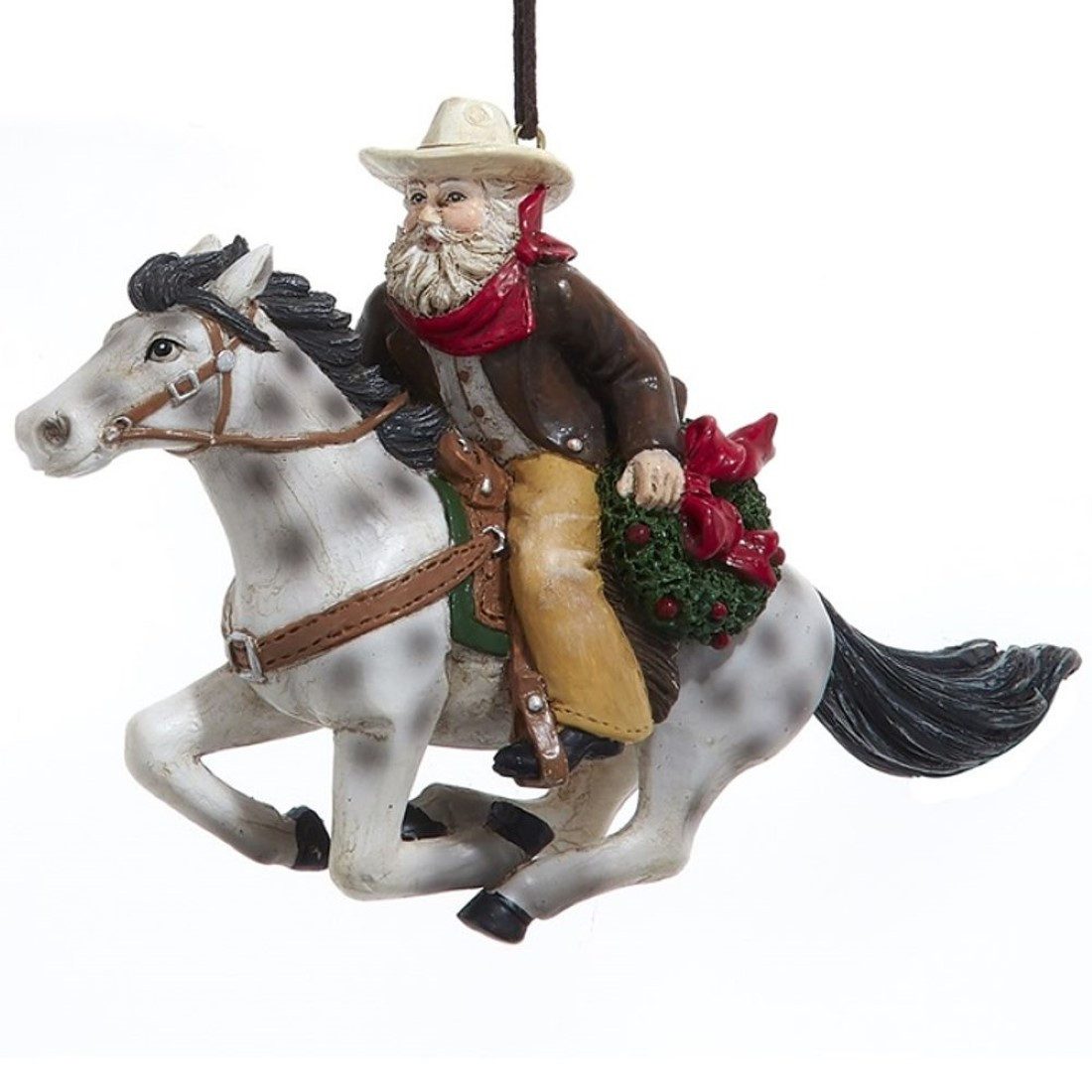 Kurt S. Adler Dekohänger Reitender Santa Cowboy, Western Weihnachtsschmuck, handbemalt