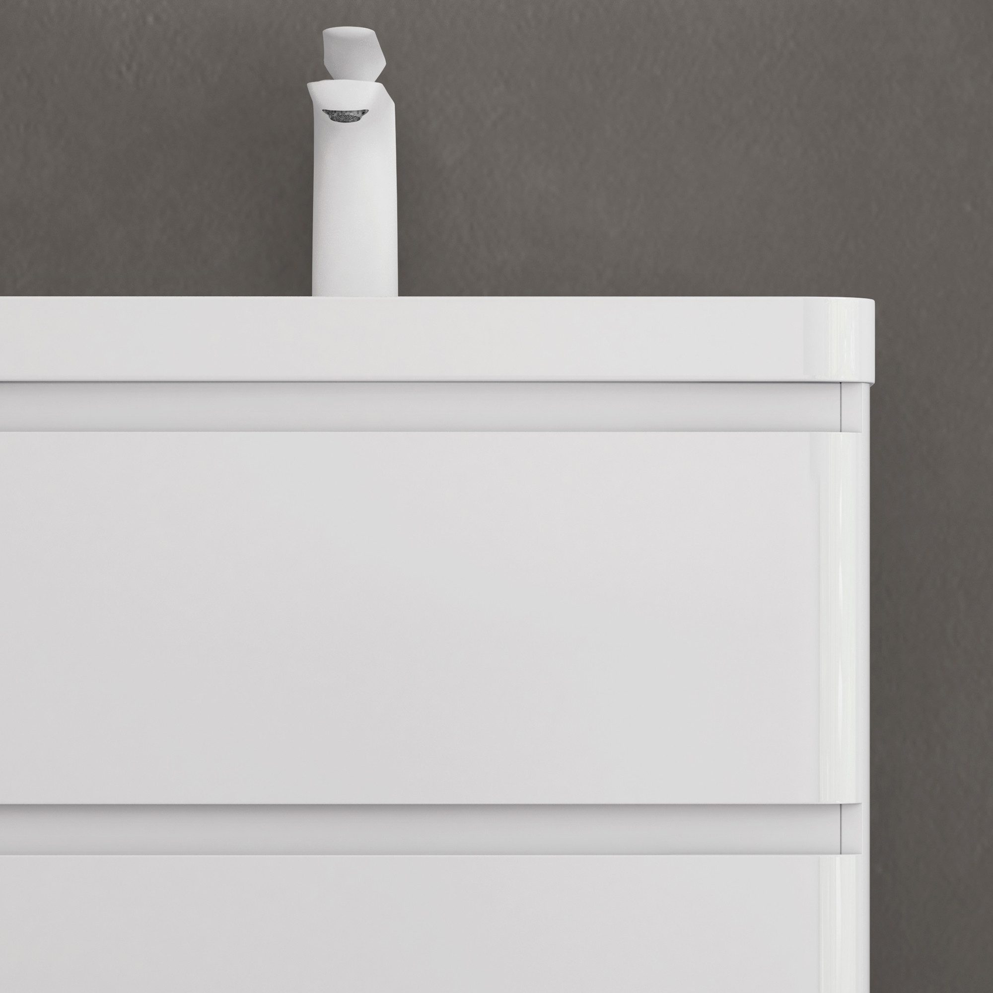 doporro Badmöbel-Set Mineraguss Waschbeckenunterschrank Badezimmer Soft-Close Lucca, Softclose-Funktion