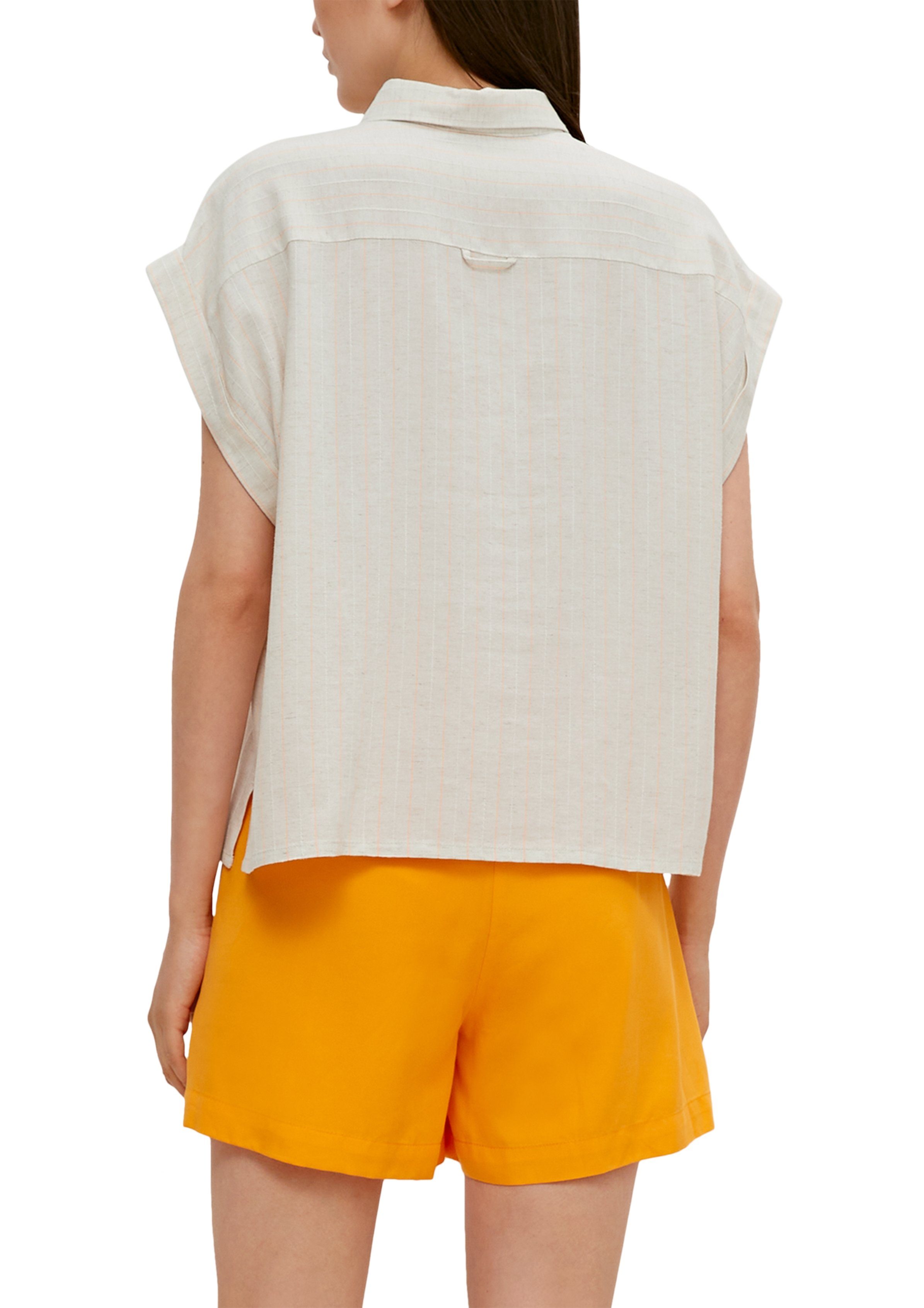 Damen Shirts comma casual identity Kurzarmbluse Bluse aus Leinenmix