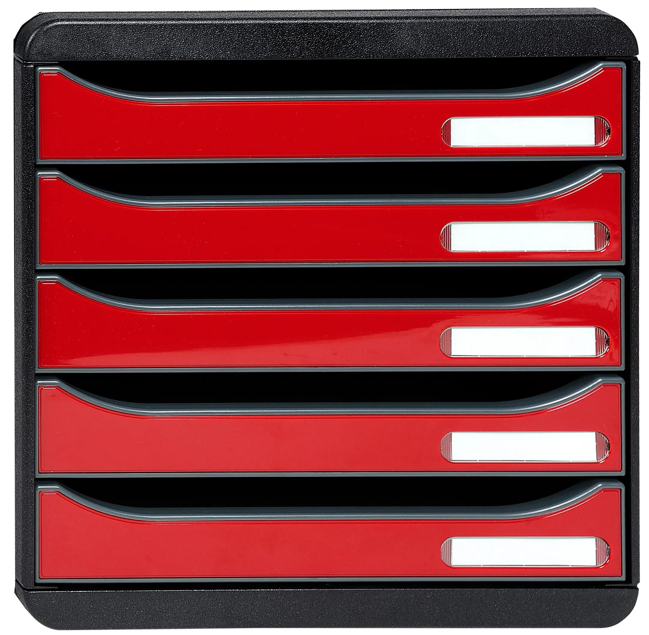 EXACOMPTA Schubladenbox Schubladenbox Big Box Plus 5 offene Schubladen rot glossy 3097218D, Boxen stappelbar