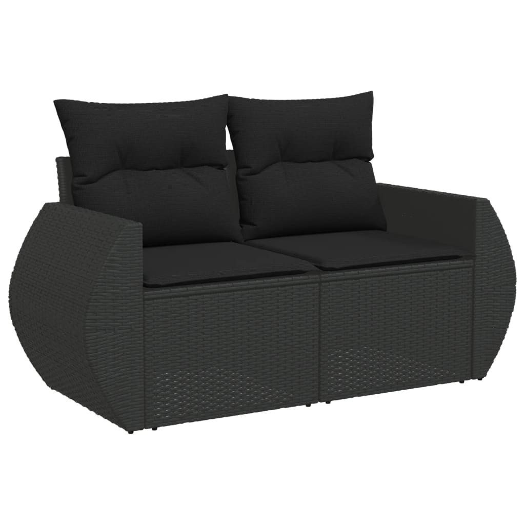 vidaXL Sofaelement 10-tlg. Garten-Sofagarnitur mit Kissen Schwarz Poly Rattan (1 St)