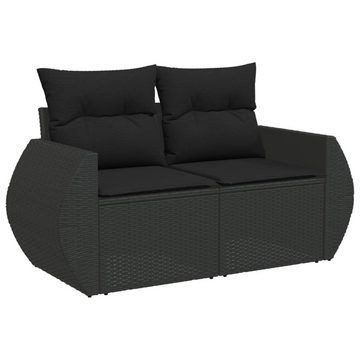 vidaXL Loungesofa 7-tlg. Garten-Sofagarnitur mit Kissen Schwarz Poly Rattan, 1 Teile