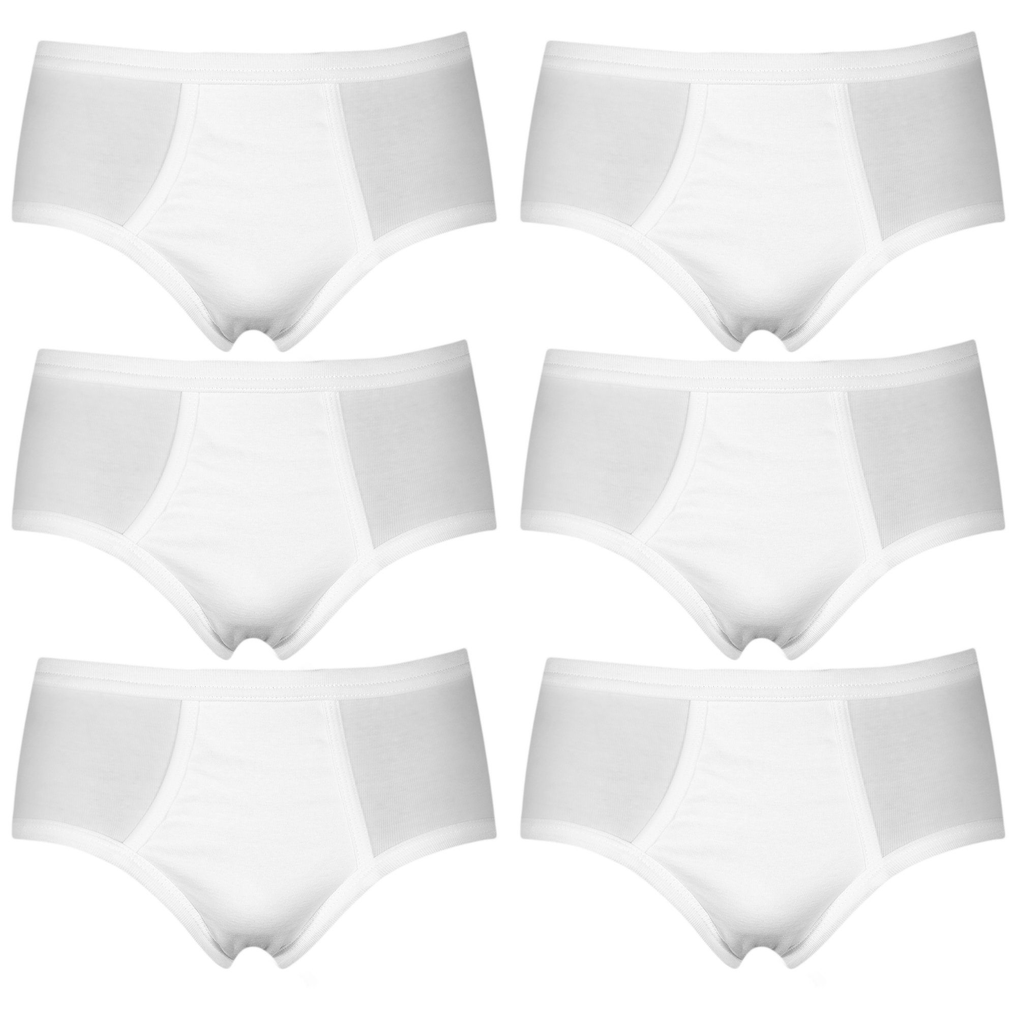 TEXEMP Slip 6er Pack Herren Slips Unterwäsche Unterhosen Bio Baumwolle  Männer Sportslip Weiß S-3XL (Packung, 6er-Pack) Langlebig & Robust