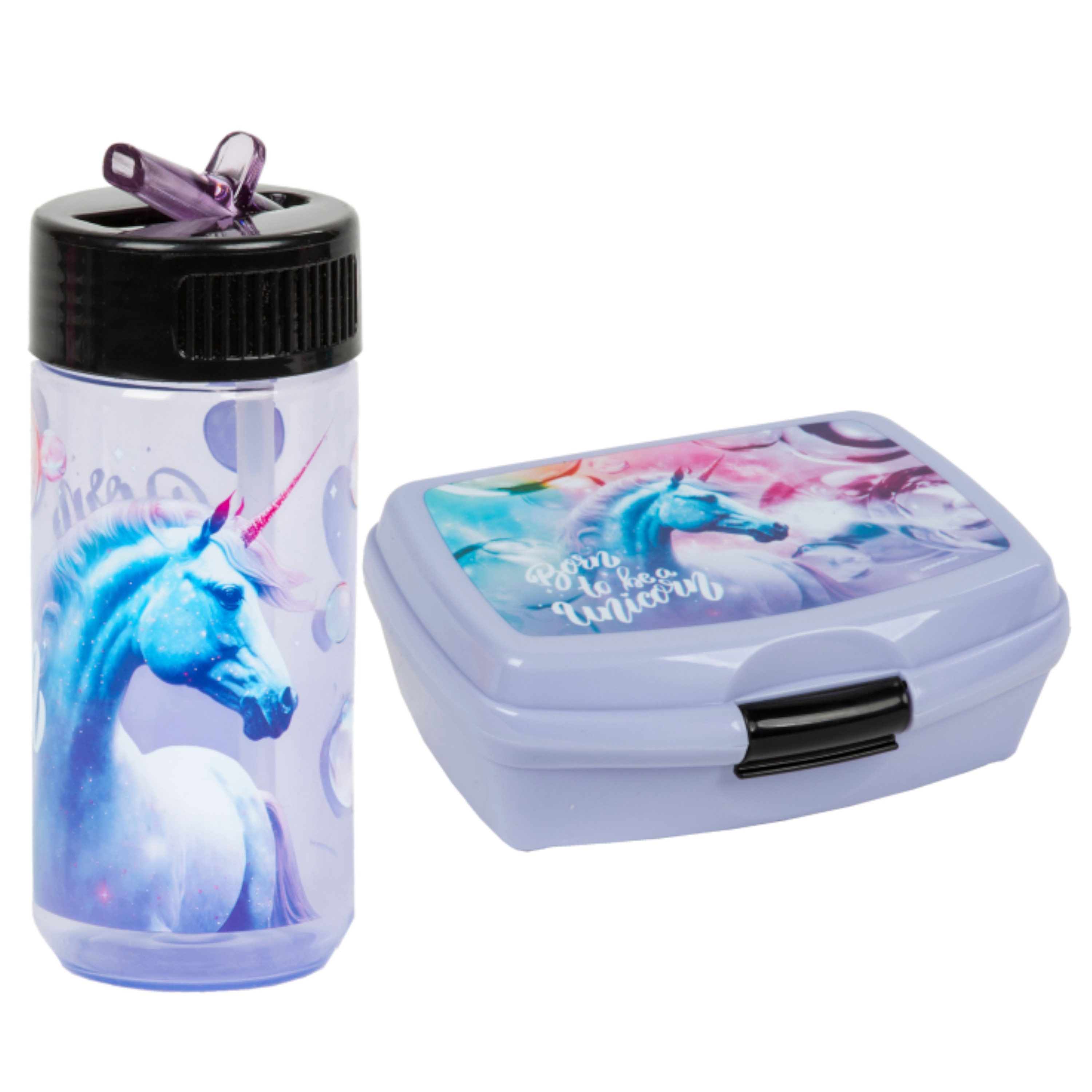 GOLDKIDS Lunchbox Brotdose und Trinkflasche Set, (für Kinder, 1-tlg., – BPA-frei, auslaufsichere Trinkflasche 330 ml), - Einhorn Motiv
