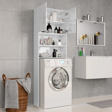 DOTMALL Waschmaschinenumbauschrank Waschmaschinenschrank Hochglanz-Weiß Schwarz 64x25,5x190 cm