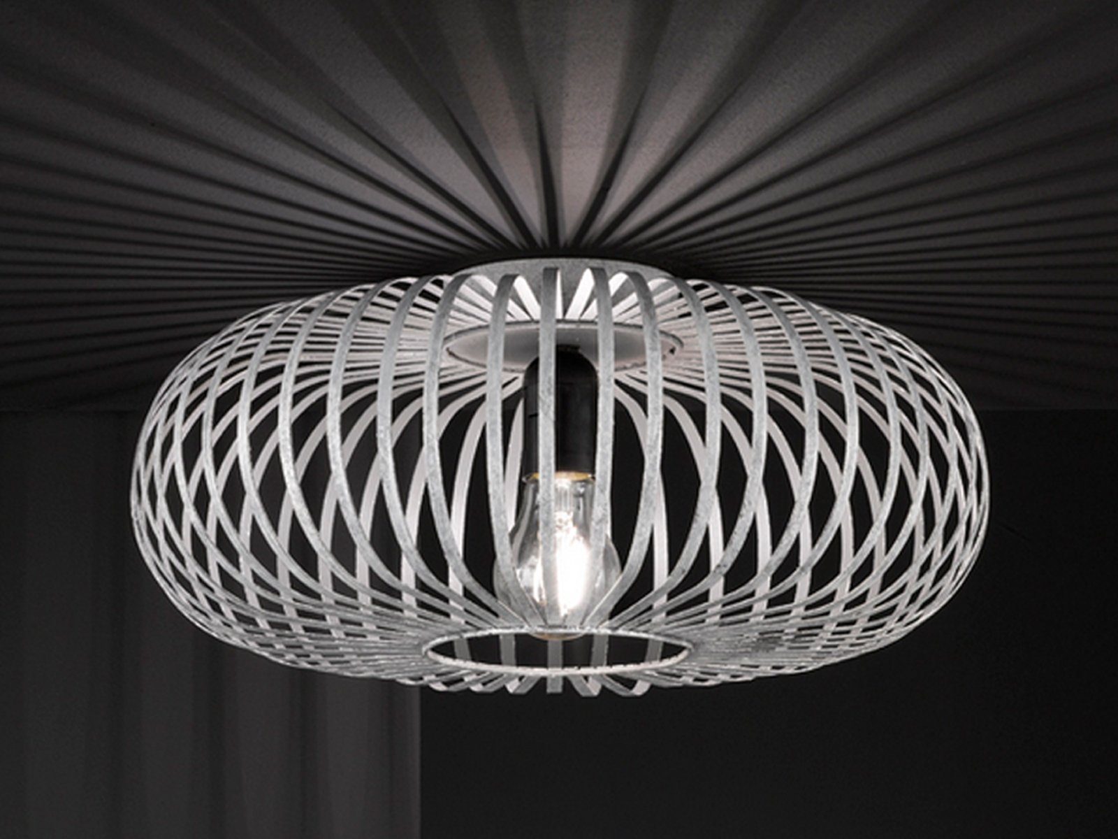 Gitter-lampe Dimmfunktion, für Ø40cm Deckenleuchte, wechselbar, LED Treppenhaus Warmweiß, LED ausgefallen-e Grau Industrie-Design meineWunschleuchte