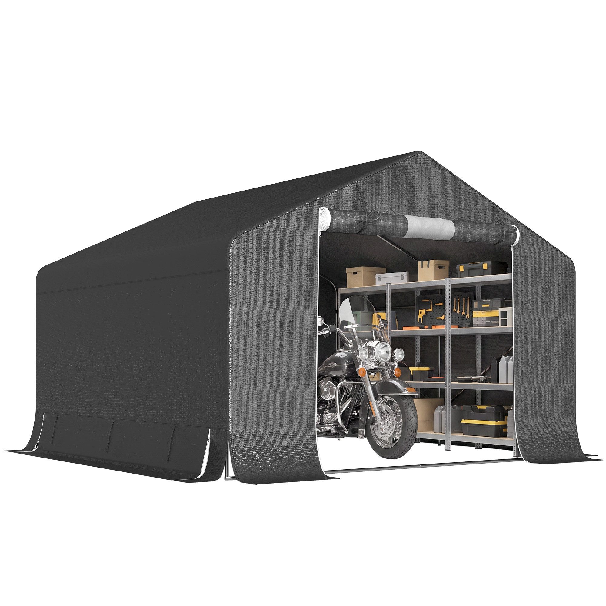 Outsunny Gerätezelt Garagenzelt 300 x 300 x 210 cm wasserdicht Fahrradgarage, Personen: 1 (wasserdicht Fahrradgarage, 1 tlg., Garagenzelt), für Gartengeräte Fah – Bild 2 von 5