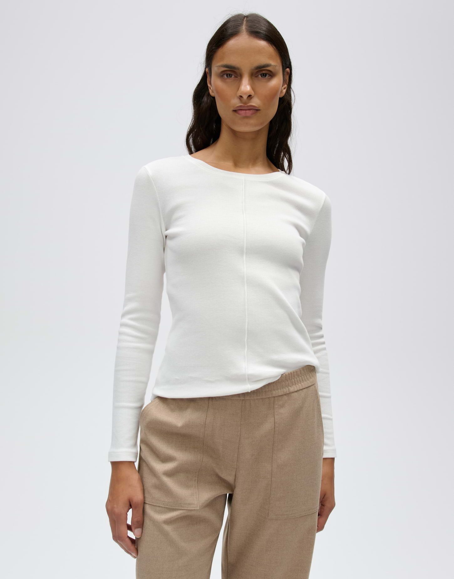 OPUS Langarmshirt SADALIE Slim aus BCI Cotton Mix schmale Passform, weicher Griff, elastischer Stoff