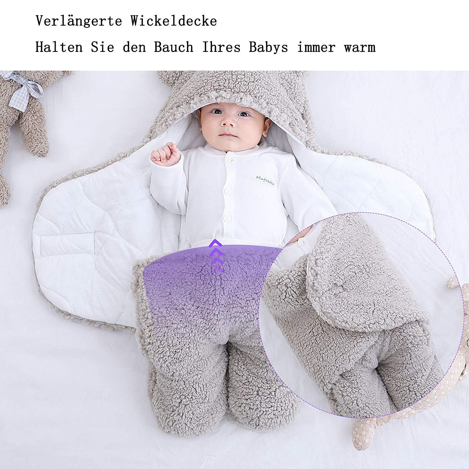 Wickeltuch, Baby-Kapuzen-Decke für grau Neugeborene, Schlafsack, GelldG Babydecke