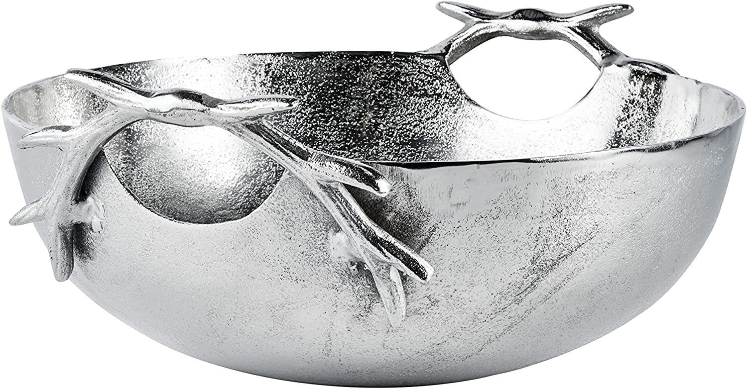 Dekoschale Schale Geweih Deko Aluminium Silber Dekoschale Metall - 36 cm