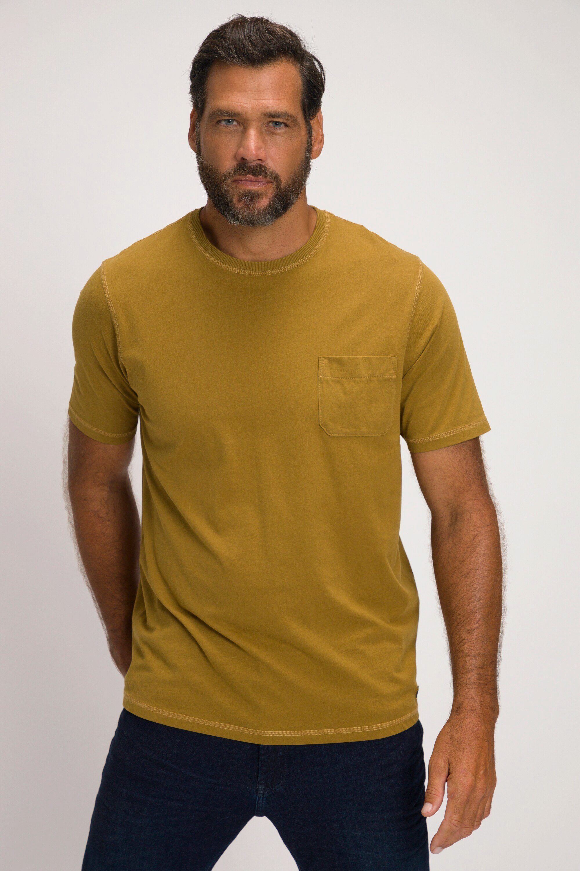 JP1880 T-Shirt T-Shirt Halbarm Used Look braun