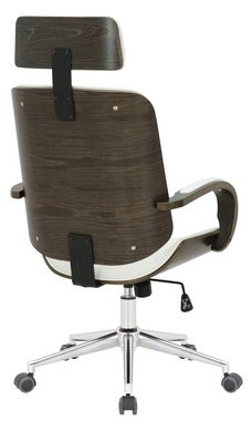 TPFLiving Bürostuhl Daytona mit bequemer Rückenlehne - höhenverstellbar und 360° drehbar (Schreibtischstuhl, Drehstuhl, Chefsessel, Bürostuhl XXL), Gestell: Metall chrom - Sitzfläche: Kunstleder weiß/grau