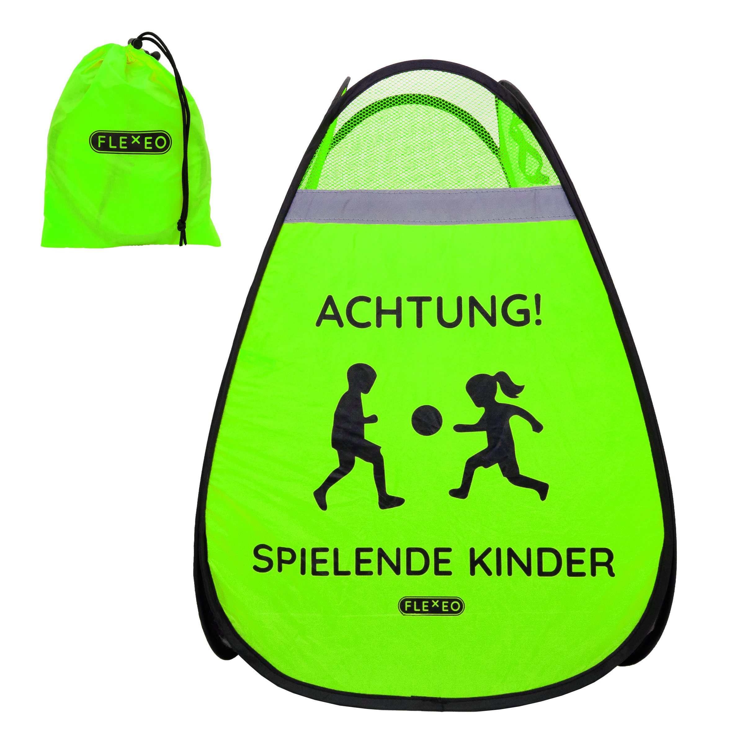 FLEXEO Warndreieck "Achtung! Spielende Kinder", 1-tlg., Warnwürfel Warnschild, grün