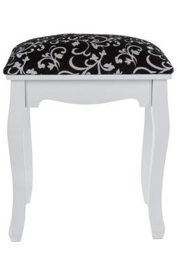 elbmöbel Sitzhocker Hocker Schemel weiß schwarz aus Holz, Sitzhocker: 38x45x28 cm polster floral Schwarz