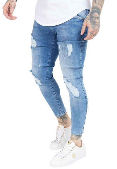 Siksilk Skinny-fit-Jeans »SikSilk Jeans Herren DISTRESSED SKINNY DENIMS SS-19354 Midwash«