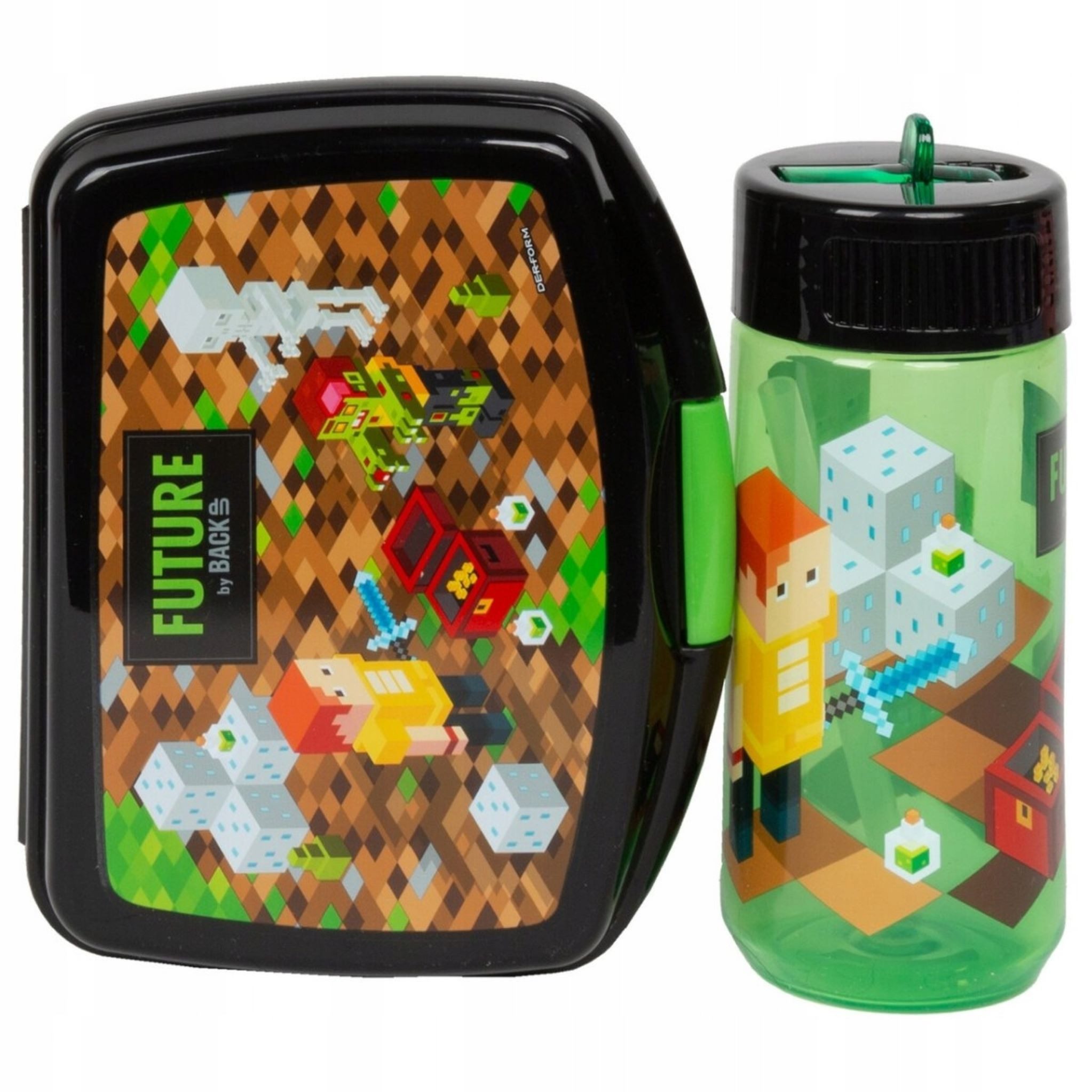 Festivalartikel Lunchbox Minecraft Lunchbox & Water Bottle Set GAME LEVEL für junge Spieler