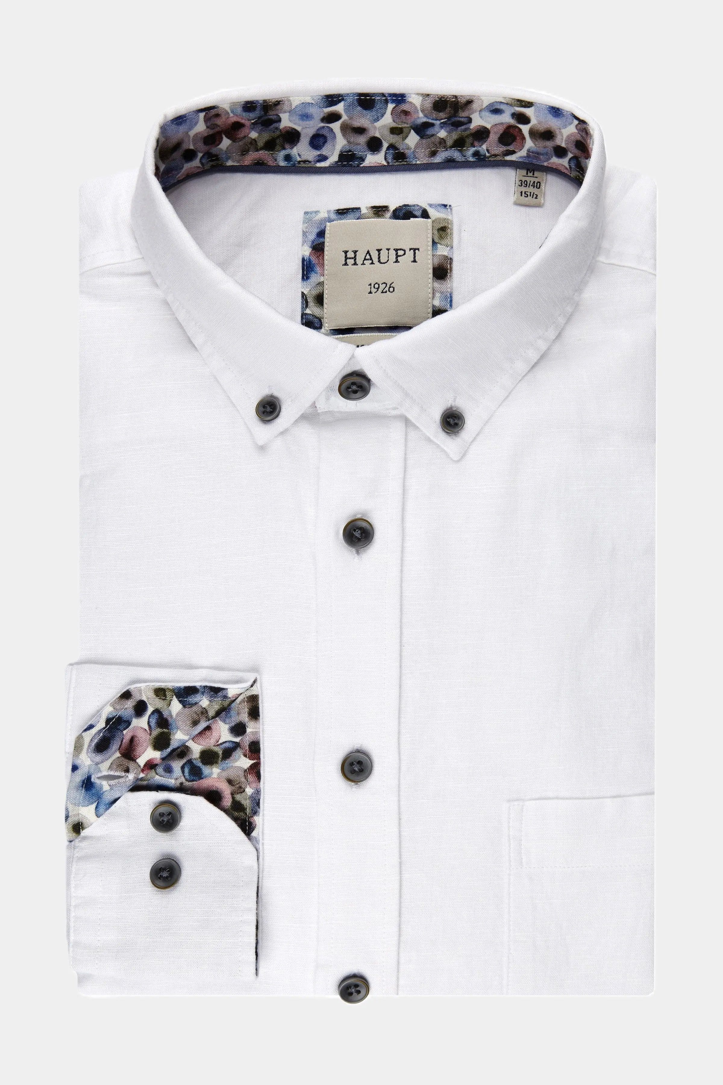 Haupt Langarmhemd Leinen Langarm Herrenhemd Casual Business Stil Modern Fit