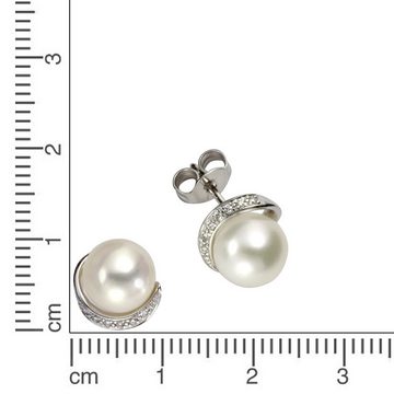 Orolino Paar Ohrstecker 585 Gold Perlen weiß + Brillanten 0,05ct.