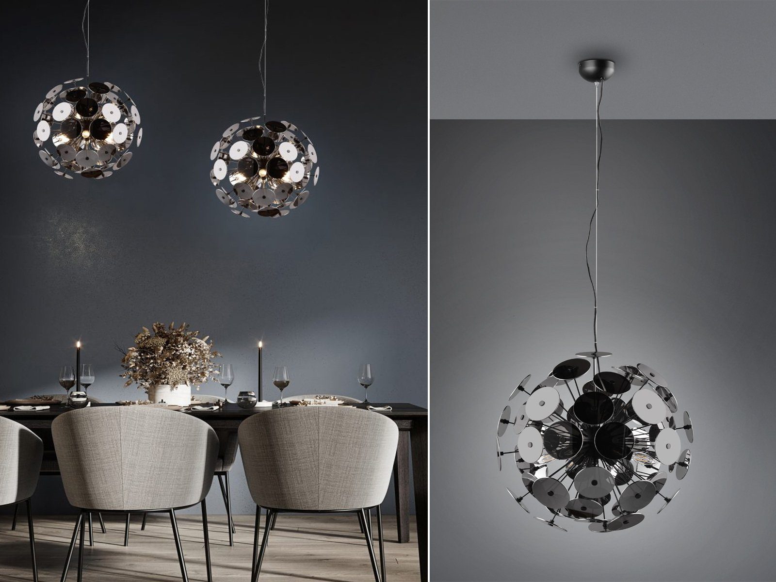 TRIO Leuchten LED Pendelleuchte, Dimmfunktion, LED wechselbar, Warmweiß, ausgefallene Lampen für über-n Esstisch, Designerlampen Kugel, Ø54cm