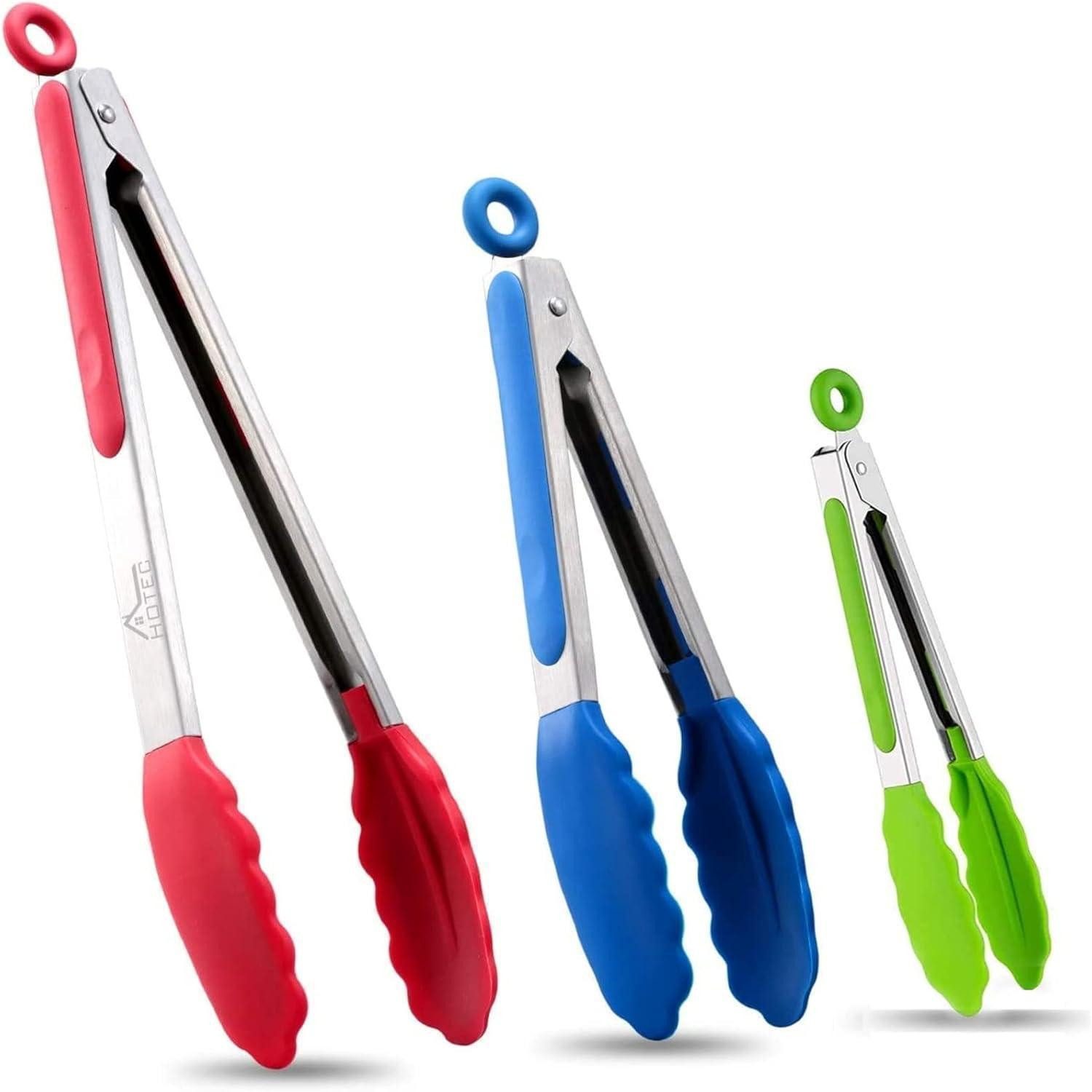 LuxusKollektion Grillzange Zange Edelstahl Silikonspitzen Set 18cm 23cm 30.5cm Mehrfarbig 3er Set