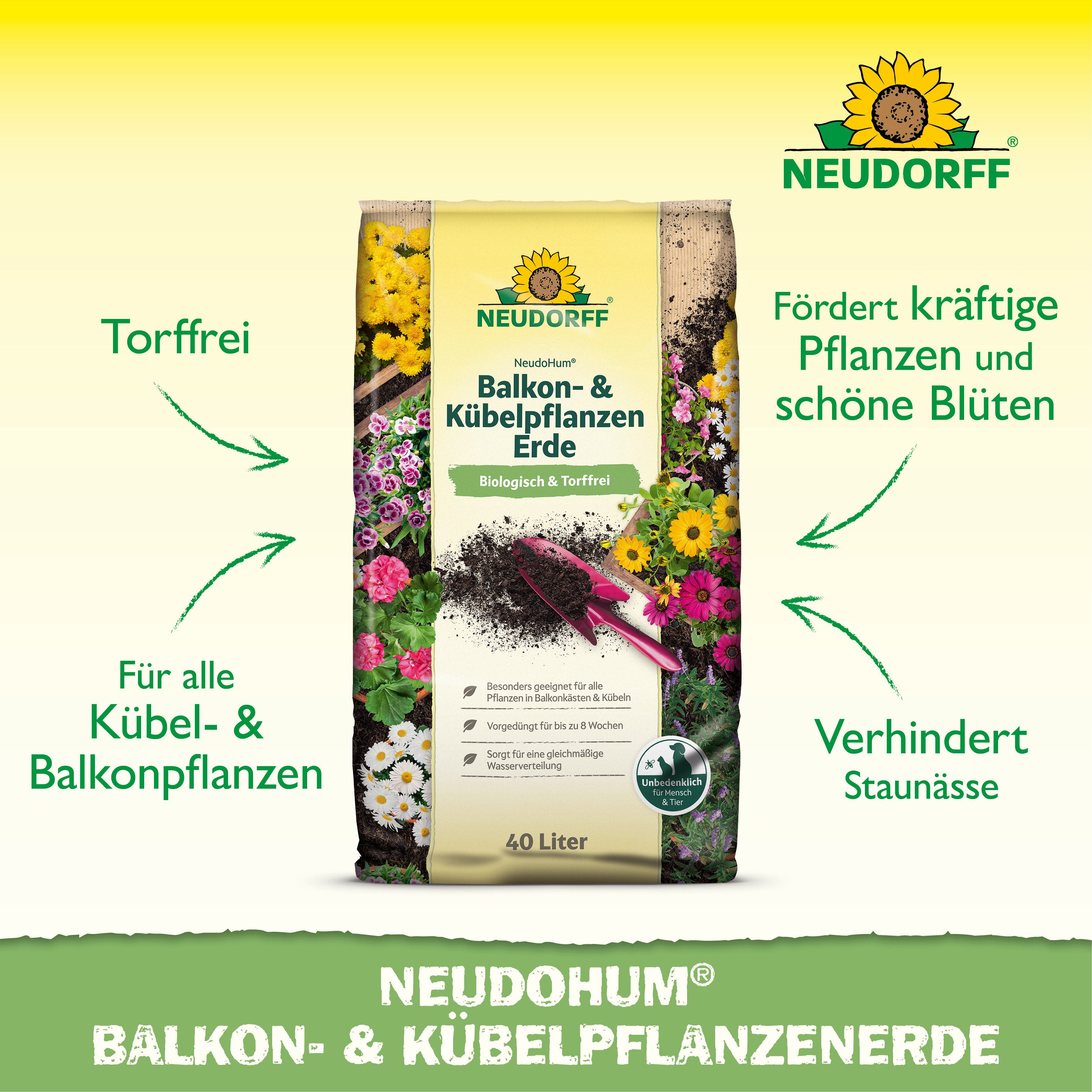 Neudorff Blumenerde Neudorff NeudoHum Balkon- & KübelpflanzenErde, mit organische Grunddüngung, (Erde / Pflanzsubstrat, Für Balkonkästen & Kübel, fördert eine r – Bild 2 von 5