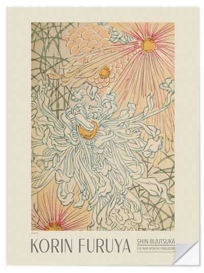 Posterlounge Wandfolie Korin Furuya, Florales Design 315, Shin-bijutsukai, 1902, Wohnzimmer Vintage Illustration