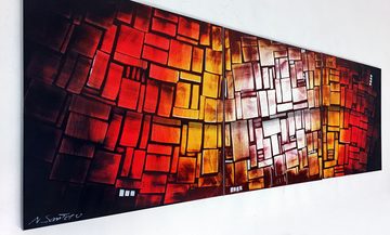 WandbilderXXL XXL-Wandbild Cubic Heat 210 x 70 cm, Abstraktes Gemälde, handgemaltes Unikat