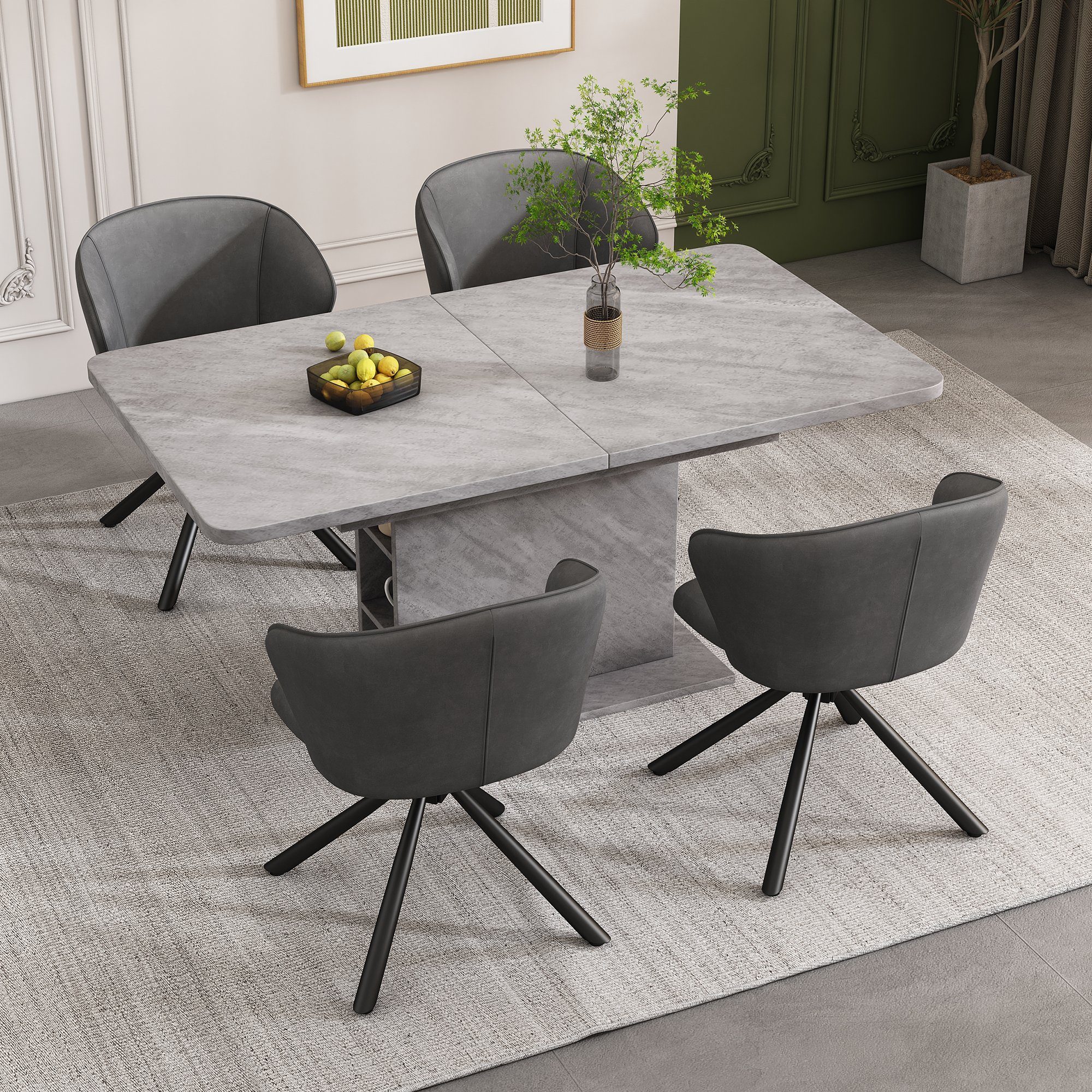 ᐅ REDOM Essgruppe EsszimmerSet, (Mit Regal Mit Stauraum Sitzgruppe, 5
