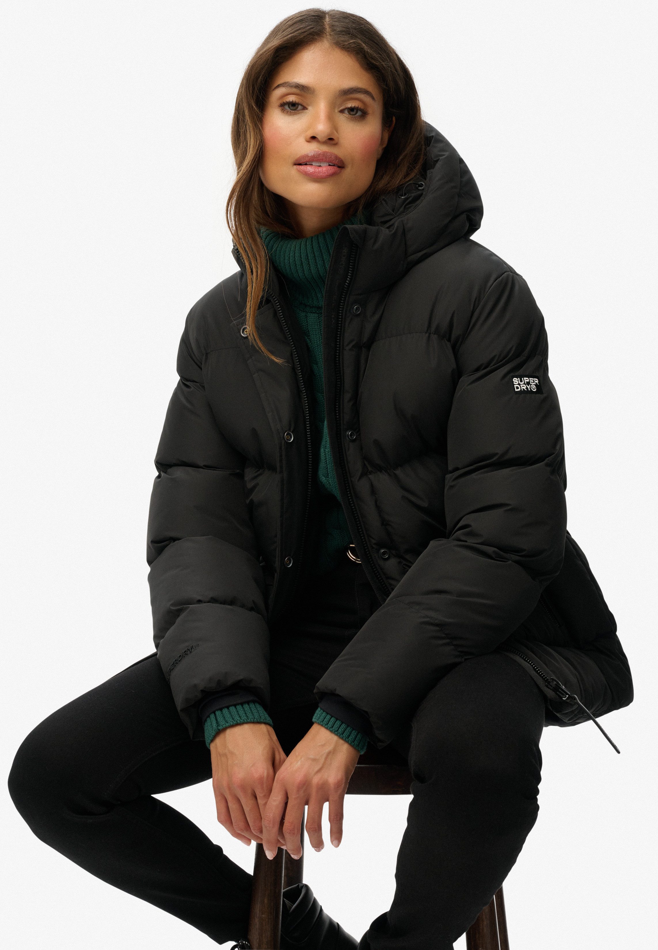 Superdry Steppjacke HOODED 5 BAFFLE SPORTS PUFFER mit Reißverschluss, aus Polyester und Kunstfaser, Relaxed Fit
