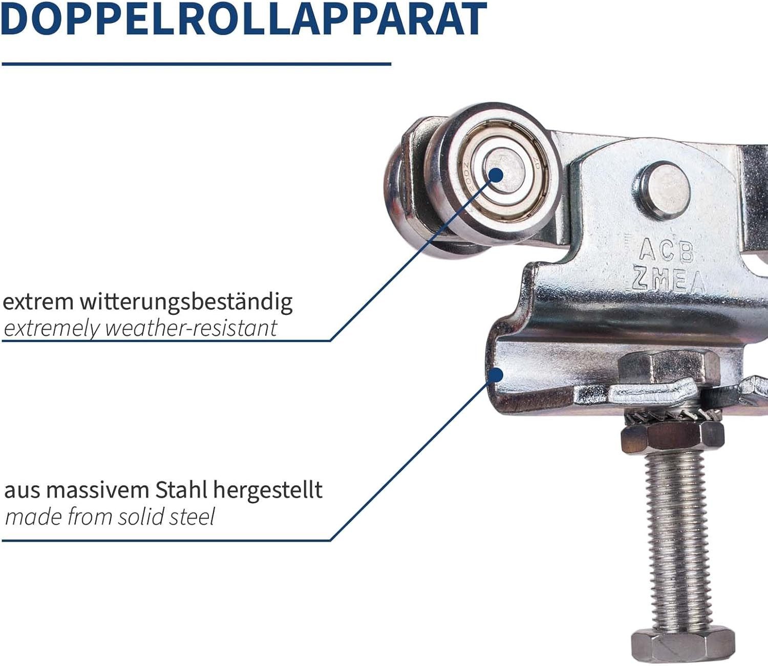 MEA Torbeschlag Torbeschlag für Schiebetore Typ 2 bis 400kg, Schiebetür, Scheunentore (Typ 2 bis 400kg), für Innen- & Außenbereich