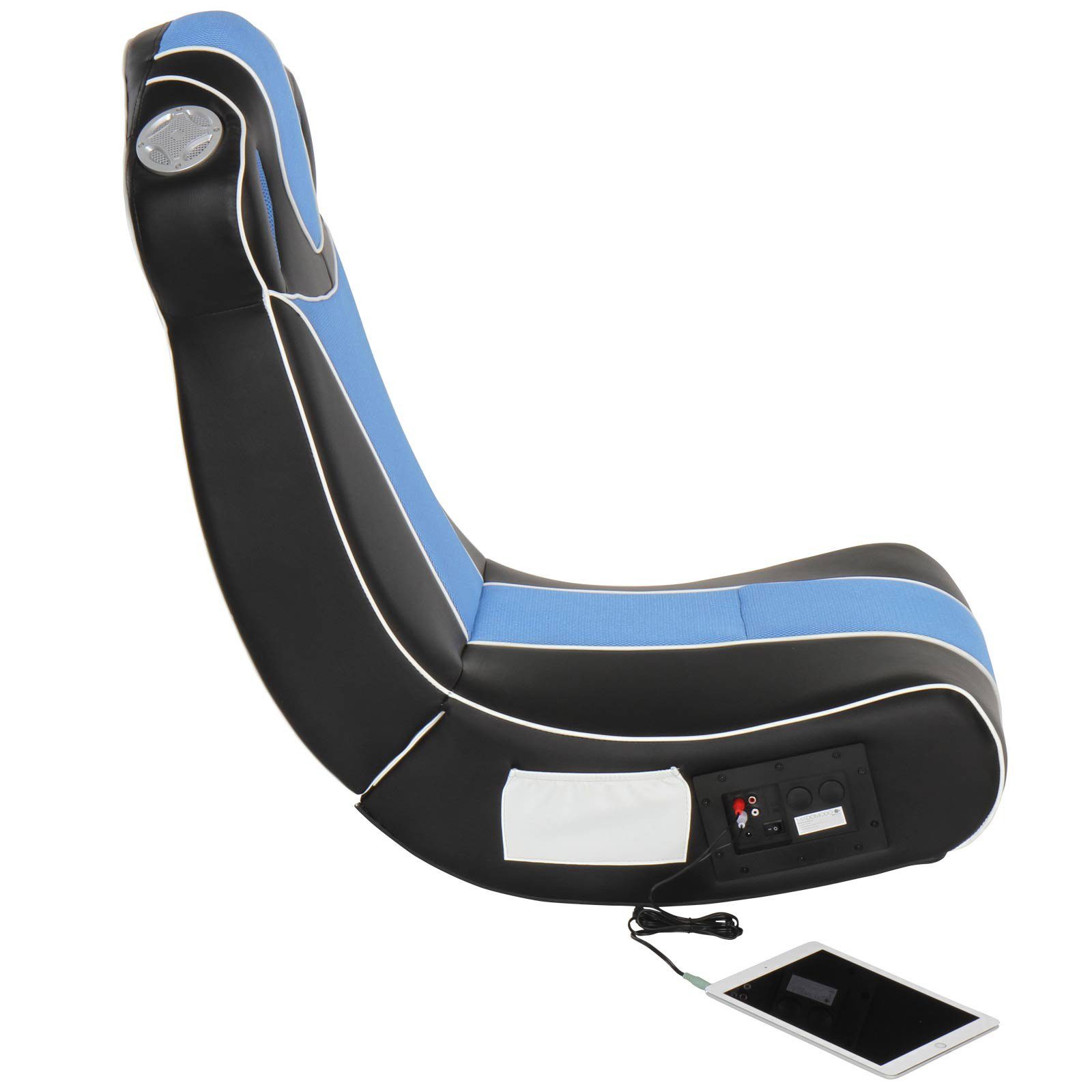 MIADOMODO Gaming Chair Soundsessel - Blau/Schwarz aus Kunstleder, zusammenklappbar, Lautsprecher mit