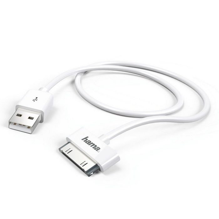 Hama USB-Lade- und Datenkabel (geeignet für Apple iPhone 3G/3GS/4/4S und iPod 30-Pin auf USB-A-Stecker Länge 100cm) weiß USB-Adapter