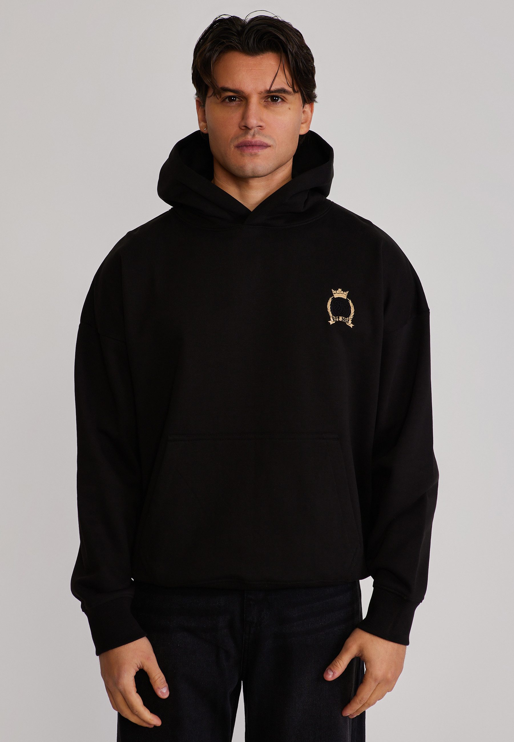 Hoodie SikSilk Herren Schwarz Crest Hoodie