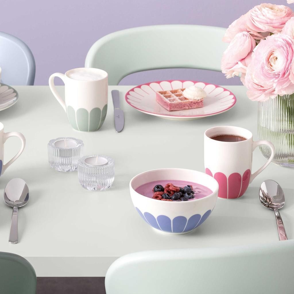 Villeroy & Boch Becher Fleur Couleur Henkelbecher 290 ml 6er Set, 6-tlg., Porzellan