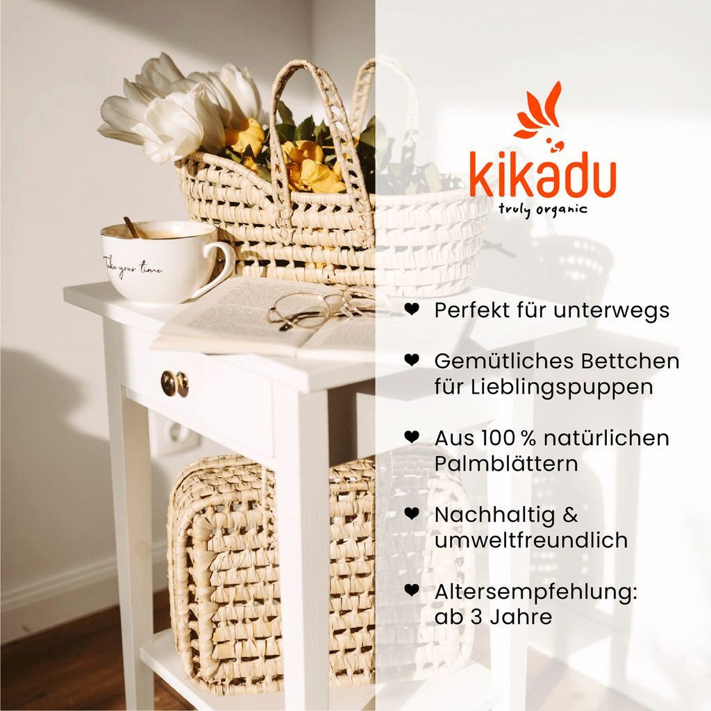 kikadu Aufbewahrungskorb Kleiner Puppenkorb, aus handgefertigten Palmblättern – Bild 3 von 5