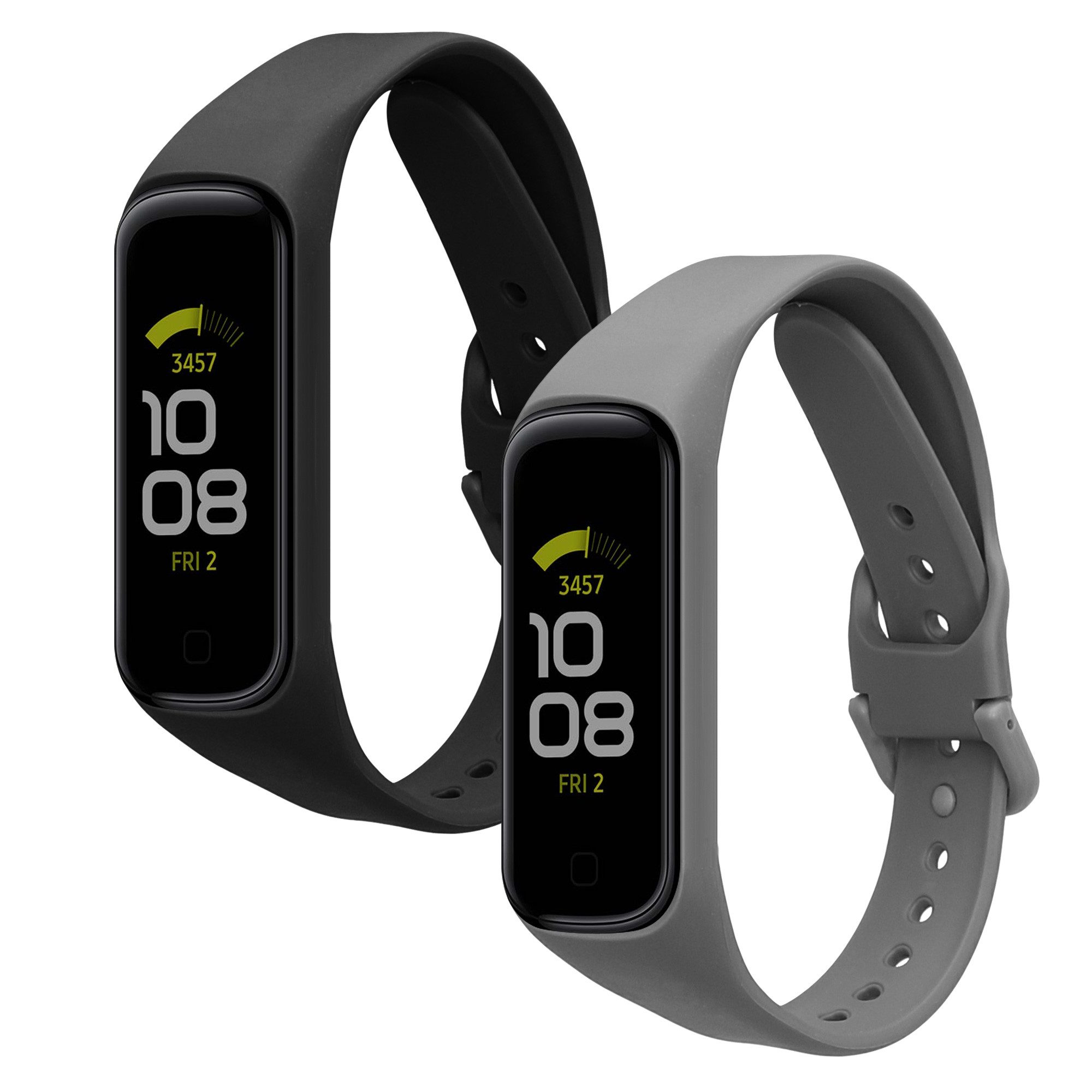 kwmobile Smartwatch-Armband 2x Uhrenarmband für Samsung Galaxy Fit 2 Armband, Fitnesstracker Band Set aus TPU Silikon - Ersatzarmband Smartwatch
