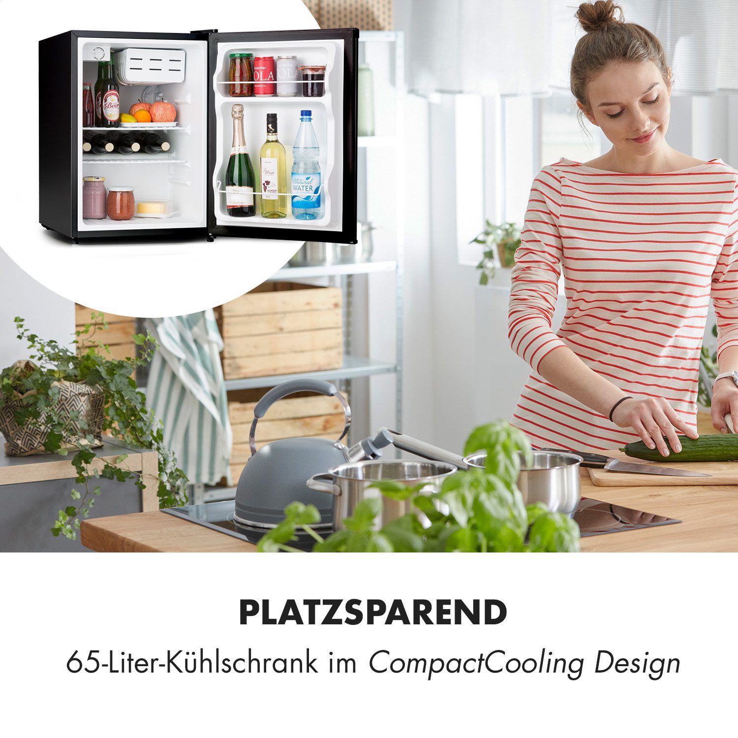 Klarstein Table Top Kühlschrank DSM2-CoolKid-BL-E 10045776, 63 cm hoch, 44.5 cm breit, Bier Hausbar Getränkekühlschrank Hotel Mini Fridge