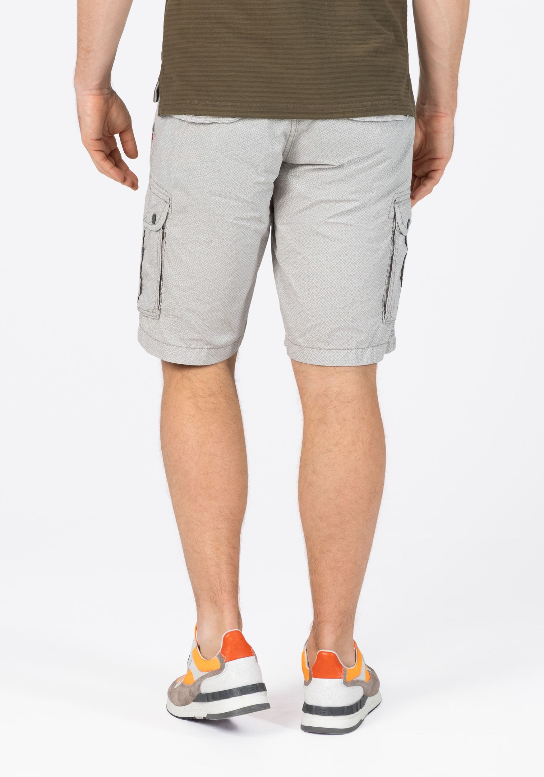 TIMEZONE Cargoshorts Fein Cargo mit elegantem Muster und Gürtel für Herren Baumwolle Regular Fit gemustert atmungsaktiv Reißverschluss