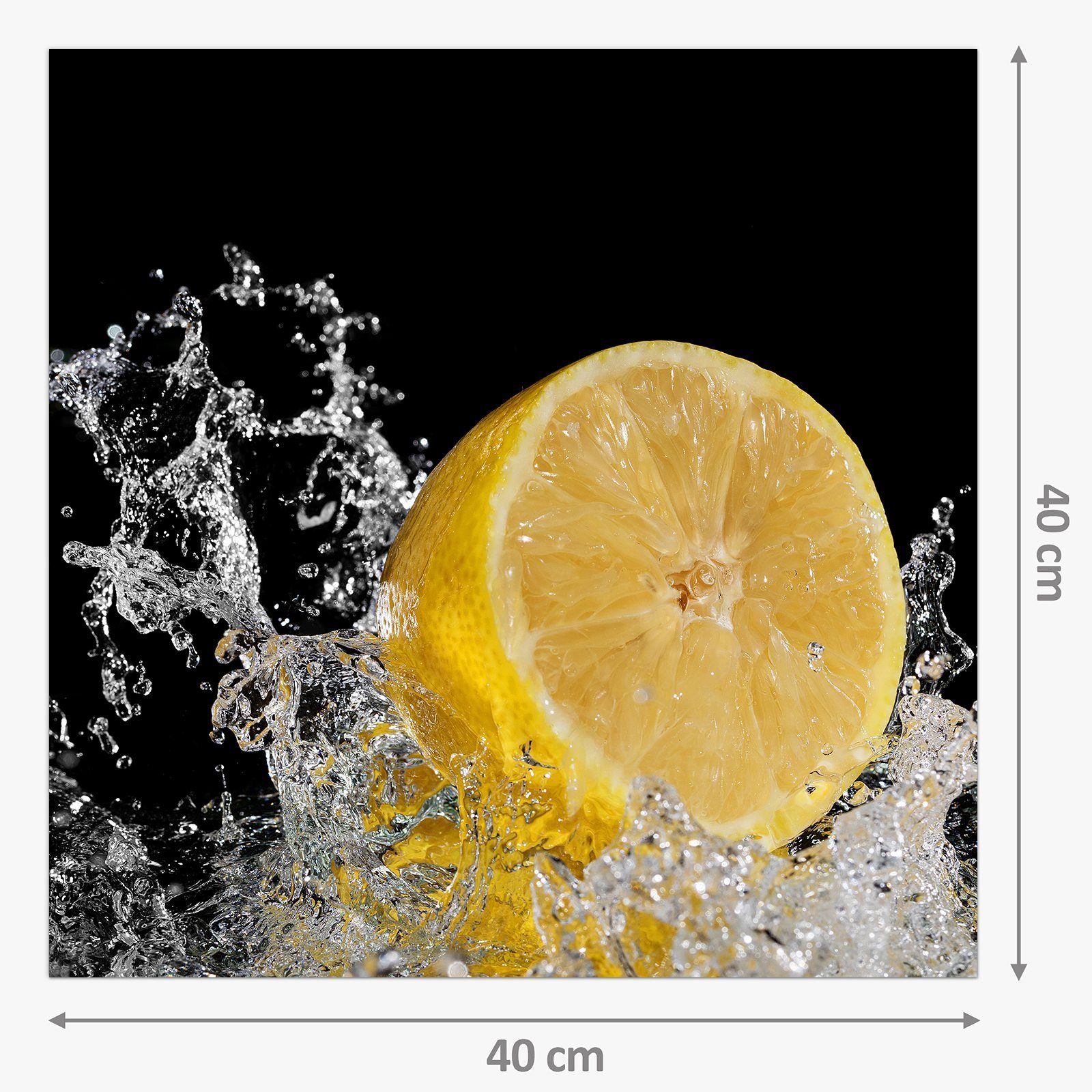 Spritzschutz Küchenrückwand Glas Zitrone mit Wassersplash Primedeco auf Motiv Küchenrückwand