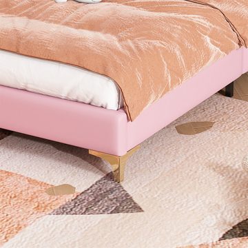 autolock Kinderbett Prinzessin rosa Kinderbett mit LED Dekoration 90 x 200 cm, rosa Schleife, mit mehrfarbigen, rosa Bettrahmen