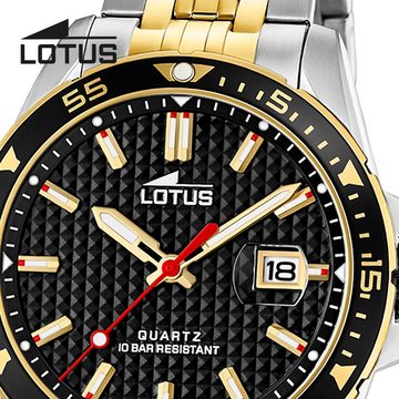 Lotus Quarzuhr Lotus Herrenuhr Excellent Armbanduhr, (Analoguhr), Herren Armbanduhr rund, groß (ca. 44mm), Edelstahl, Luxus