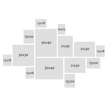 PHOTOLINI Bilderrahmen 14er Set Aluminium Modern Schmal 10x15 bis 30x40 cm