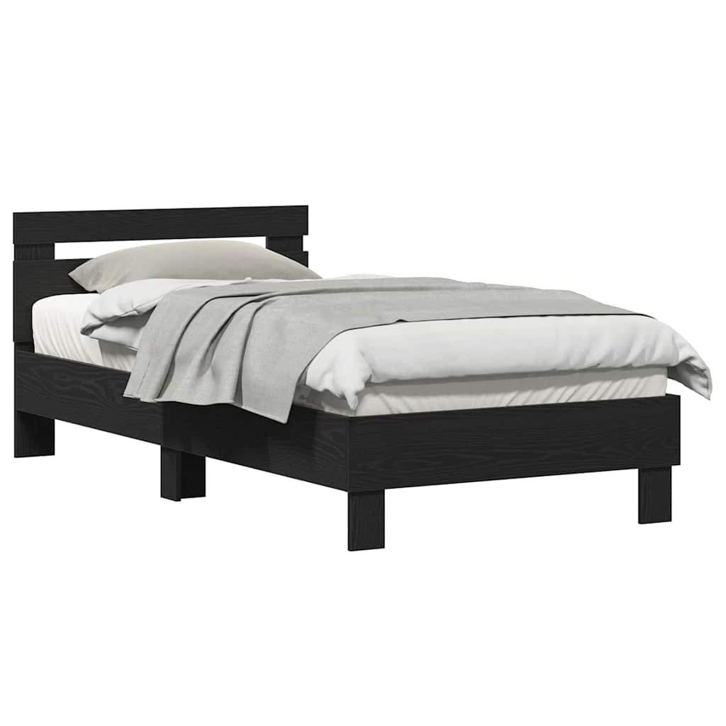 vidaXL Bett Bettrahmen mit Kopfteil Schwarz Eichen-Optik 193 x 95 x 88 cm ( günstig online kaufen