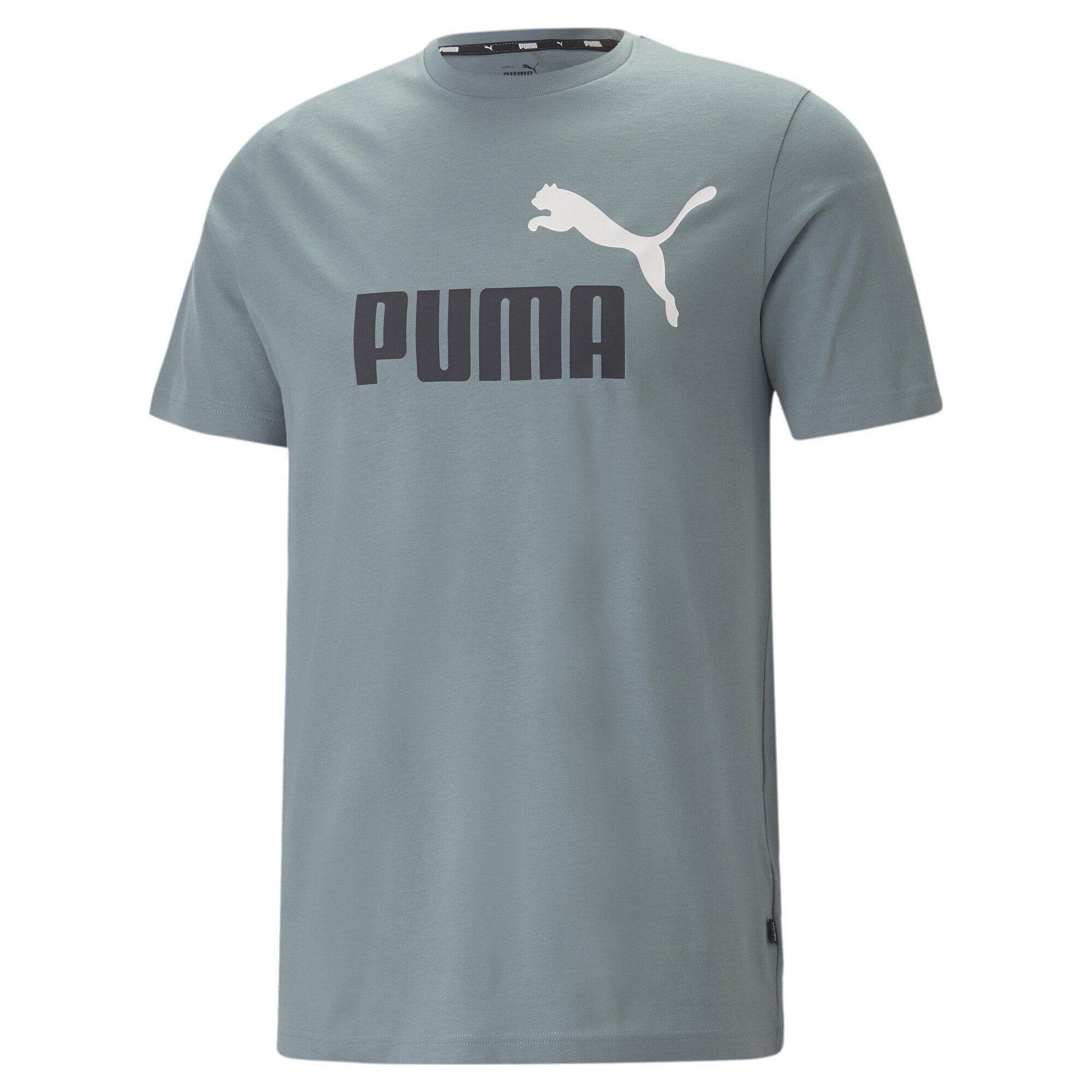 Kreditkarte PUMA Trainingsshirt Essentials+ T-Shirts Adriatic Herren Gray zweifarbigem Logo mit