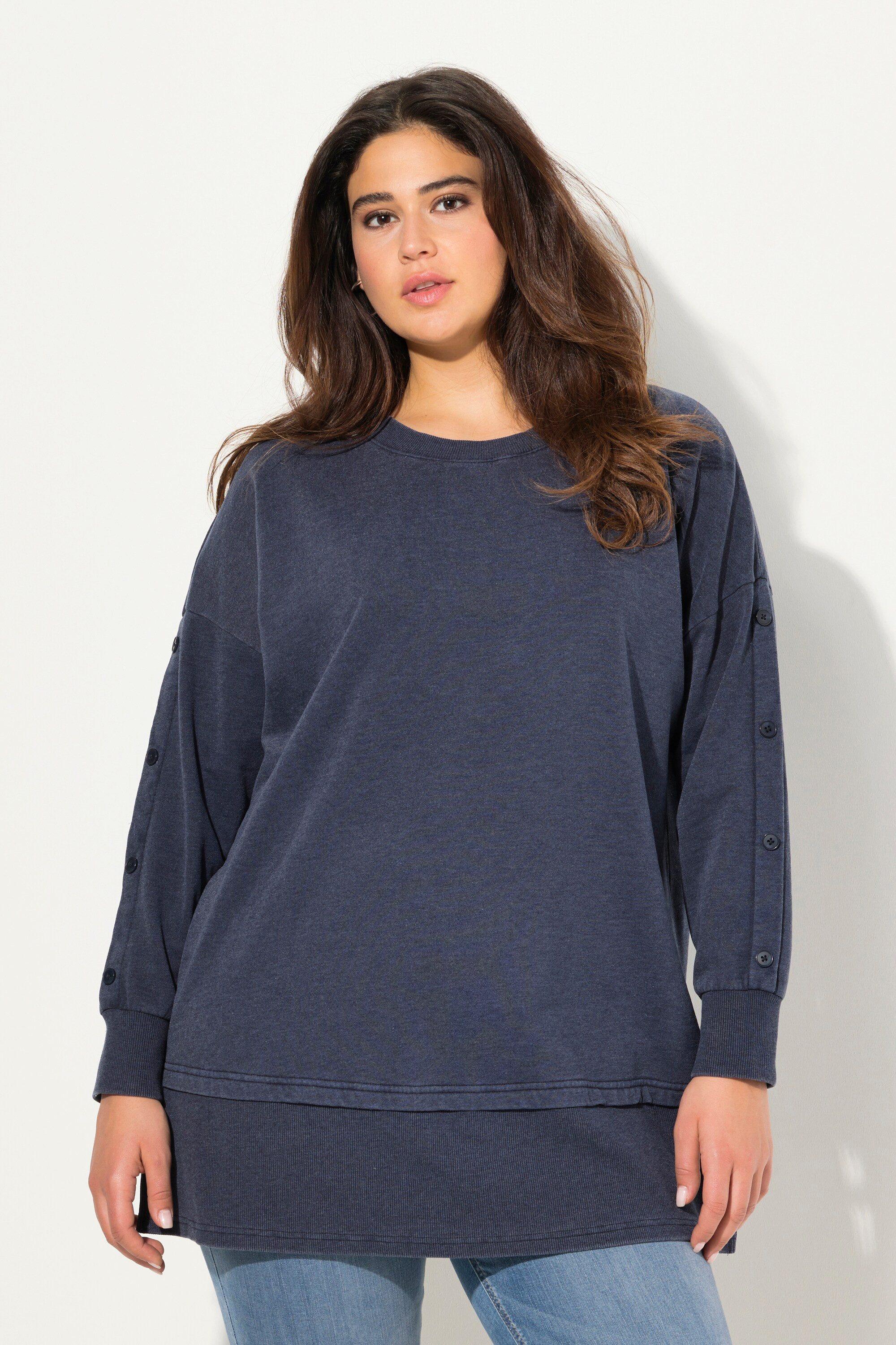 Ulla Popken Sweatshirt Sweatshirt Lagenoptik Oversized günstig online kaufen