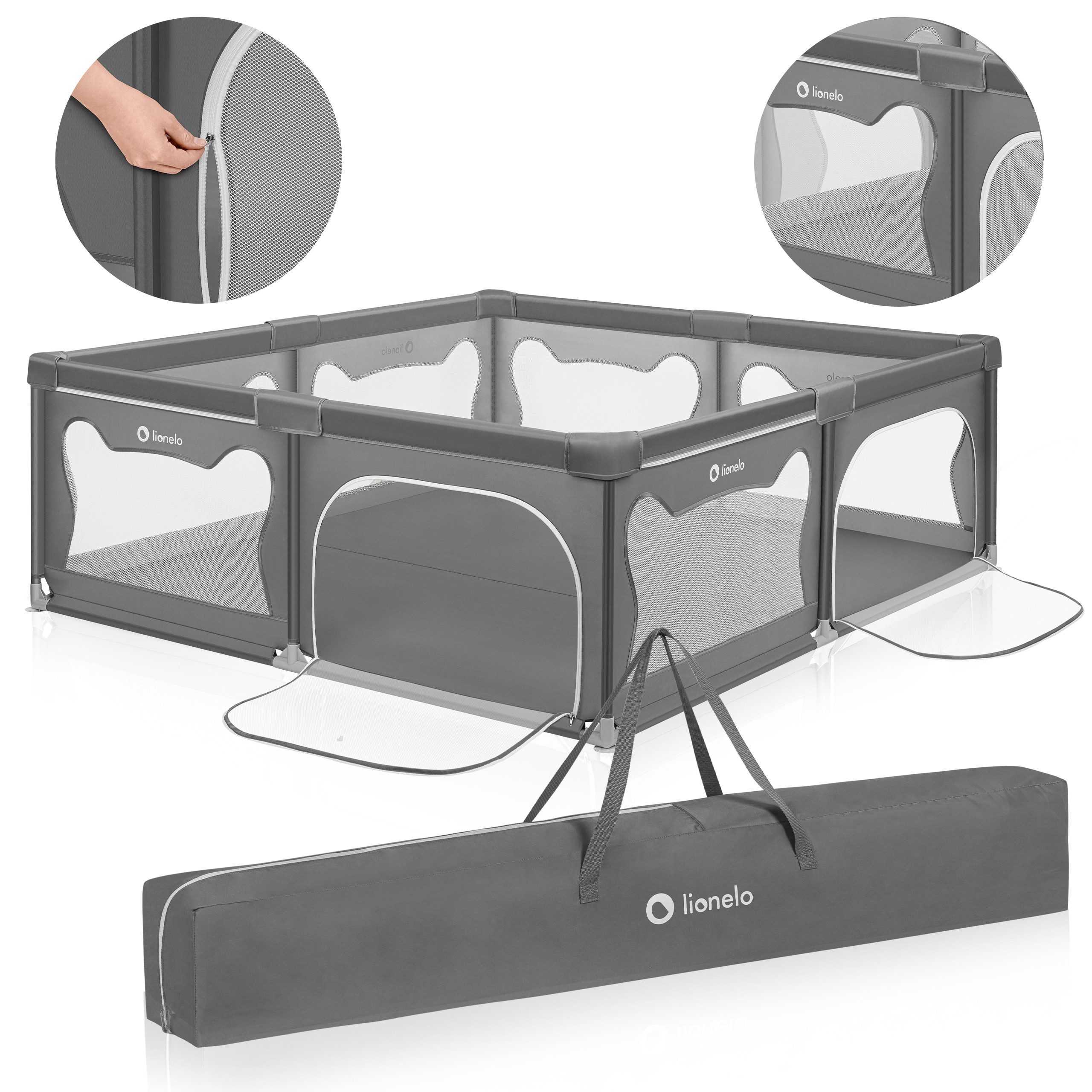 lionelo Laufgitter WILLOW XL (Set), sehr große Spielfläche, 2 abschließbare Seiteneingänge