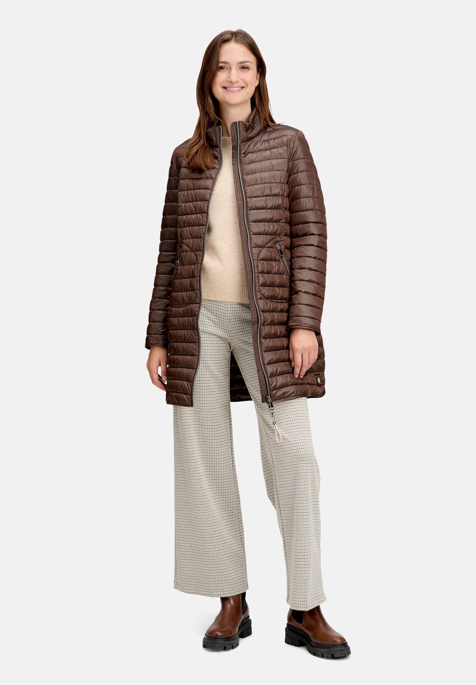 Cartoon Steppjacke Damen mit Reißverschlusstaschen