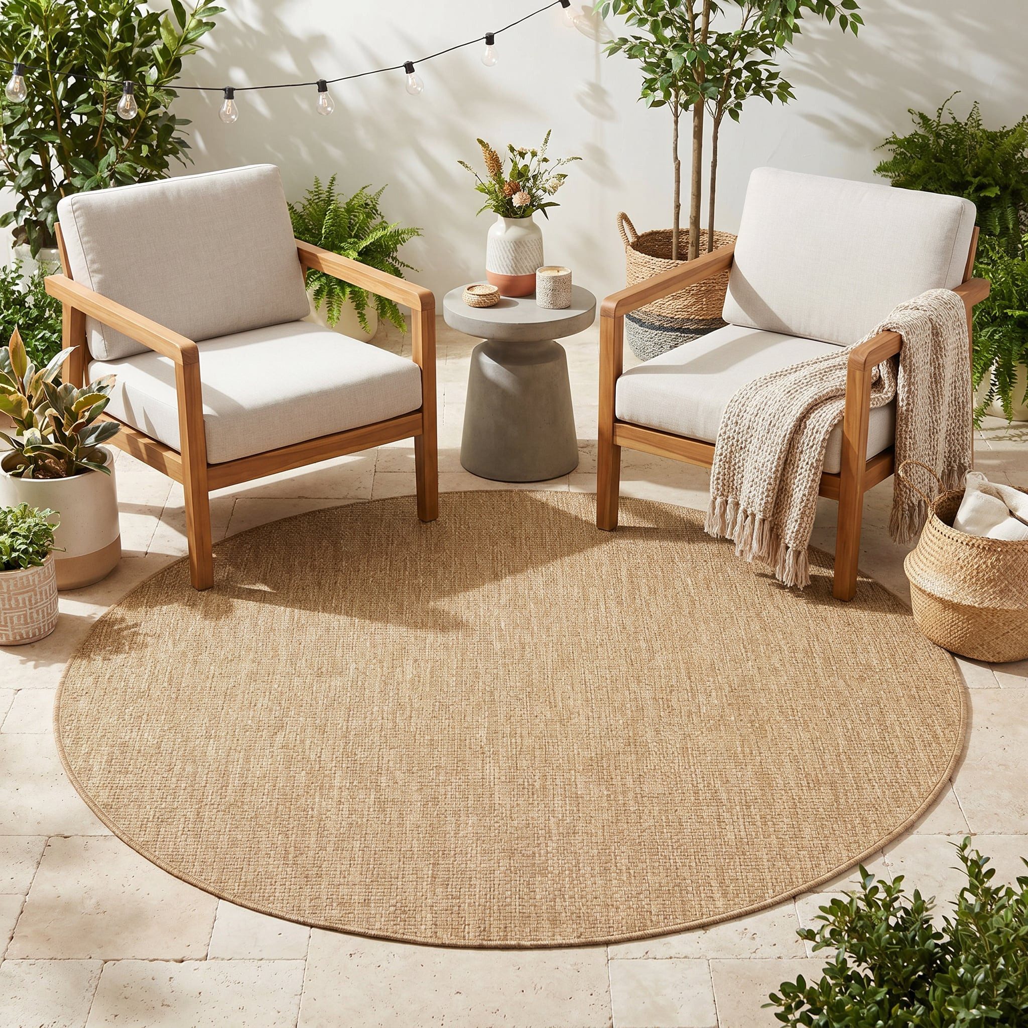 Tapiso Outdoorteppich YUCANA, rund, Höhe: 6 mm, rund, wetterfest und UV-beständig