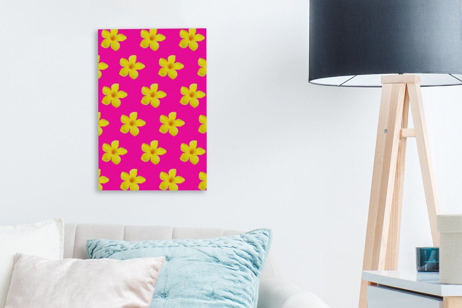 OneMillionCanvasses® Leinwandbild Blumen St), Leinwandbild bespannt (1 Zackenaufhänger, - cm - Gelb fertig inkl. 20x30 Gemälde, Muster